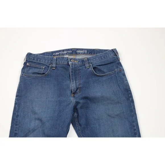 Vintage Y2K Carhartt Mens 34x34 Distressed Relaxed Fit Straight Leg Denim Jeans